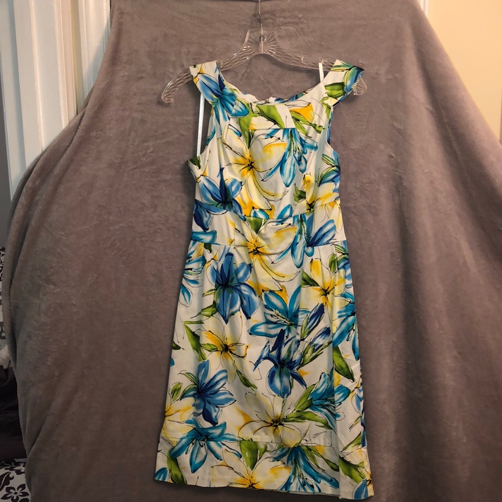 Dressbarn white, yellow, and blue floral dress